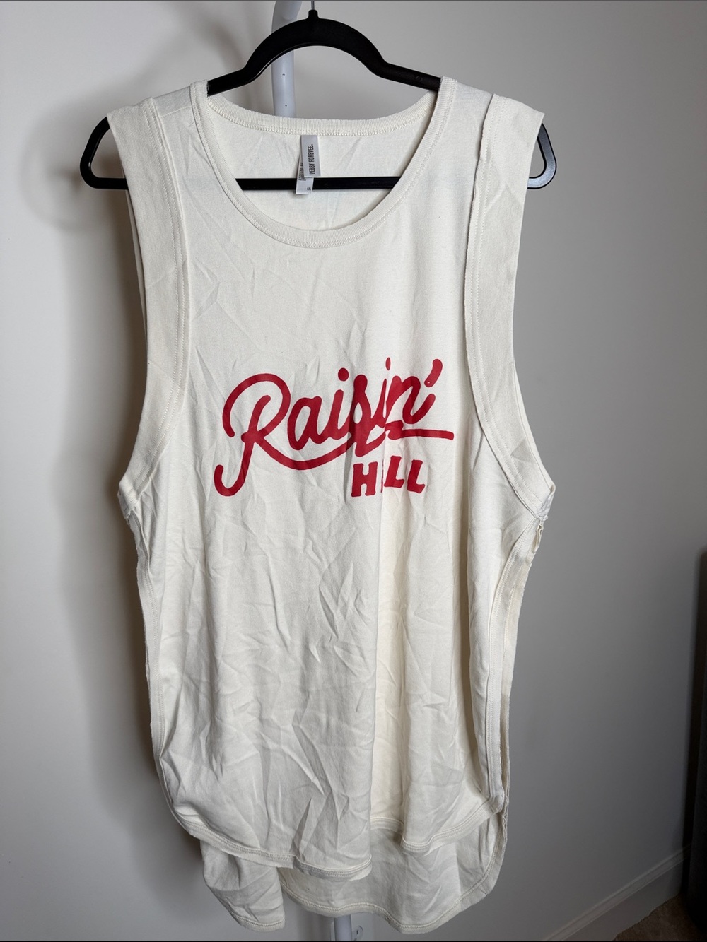 Raisin’ Hell Cream Graphic Side Slit Tank Top